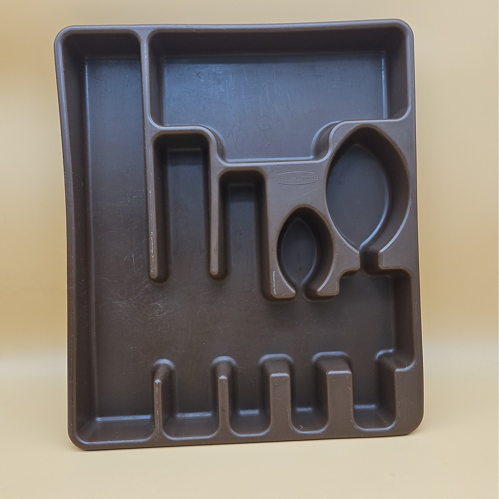 Rubbermaid 2922 Vintage Silverware Drawer Organizer Tray Brown Plastic Kitchen